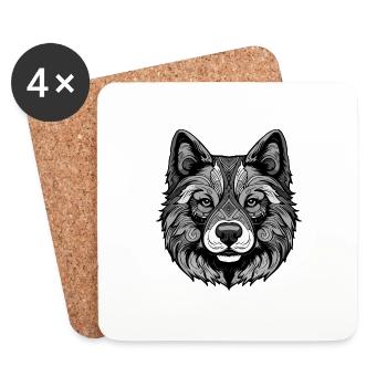 Akita Dog Portrait - Coasters (set of 4) - white - Front