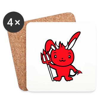 Bunny Devil Démon Mal Satan Enfer Trident Costume - Dessous de verre (lot de 4) - blanc - Devant