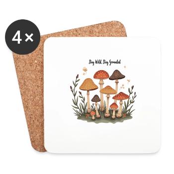 Pilz Pilze Retro Wald Motiv für Naturliebhaber - Untersetzer (4er-Set) - Weiß - Vorne
