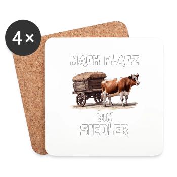 KUH PLANWAGEN MACH PLATZ BIN SIEDLER - Untersetzer (4er-Set) - Weiß - Vorne