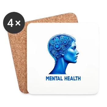 KOPF ZAHNRÄDER MENTAL HEALTH - Untersetzer (4er-Set) - Weiß - Vorne