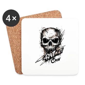 Offroad Crew 4x4 Off Road Skull TeamTeamshirt - Untersetzer (4er-Set) - Weiß - Vorne