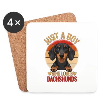 Just a Boy Who Loves Dachshunds - Untersetzer (4er-Set) - Weiß - Vorne