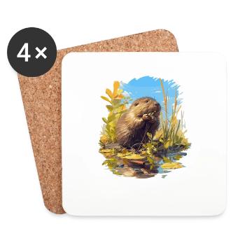 Rat musqué - Dessous de verre (lot de 4) - blanc - Devant