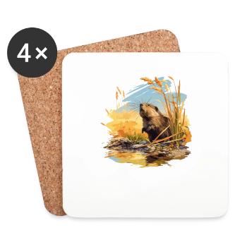 Rat musqué - Dessous de verre (lot de 4) - blanc - Devant