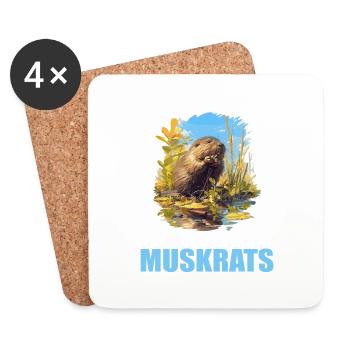 Rat musqué - Dessous de verre (lot de 4) - blanc - Devant