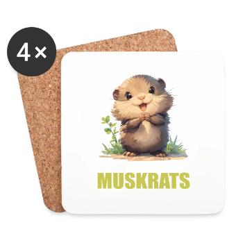 Rat musqué - Dessous de verre (lot de 4) - blanc - Devant