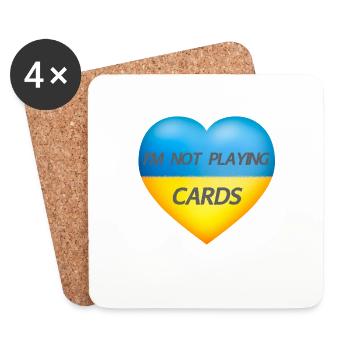 I'M NOT PLAYING CARDS – UKRAINE HERZ - Untersetzer (4er-Set) - Weiß - Vorne