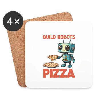 Will Build Robots For Pizza 2 - Untersetzer (4er-Set) - Weiß - Vorne
