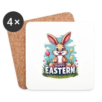 Baseball Happy Eastern Osterhase Sport - Untersetzer (4er-Set) - Weiß - Vorne