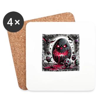 Horror Osterei Dämonisch Zombie Vollmond - Untersetzer (4er-Set) - Weiß - Vorne