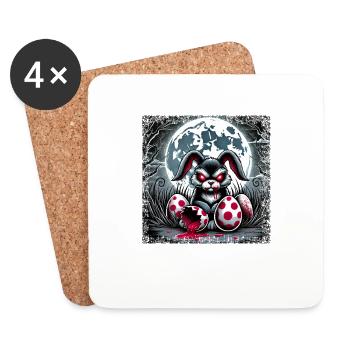 Ostern Horror Hase Zombie Dämon Unheimlich - Untersetzer (4er-Set) - Weiß - Vorne