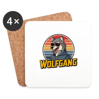 Wolfgang Wolf Retro Stil mit Sonnenbrille - Untersetzer (4er-Set) - Weiß - Vorne
