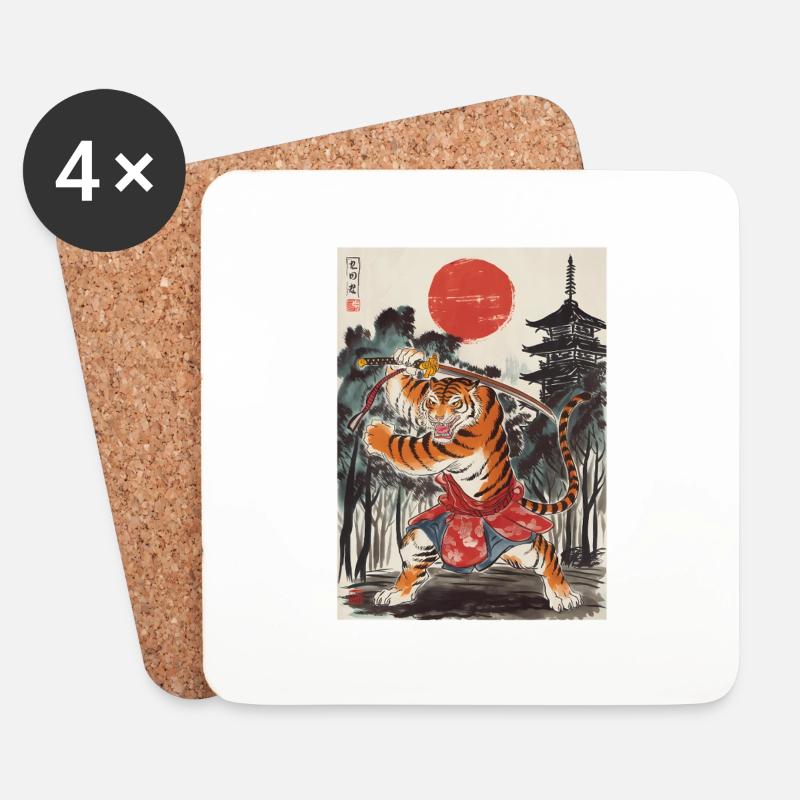 Samurai - Untersetzer (4er-Set) - Weiß