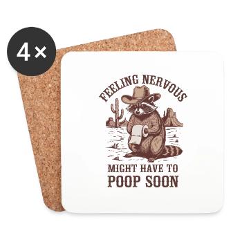 Irritable Bowel Syndrom Cowboy Raccoon Cowboy - Coasters (set of 4) - white - Front
