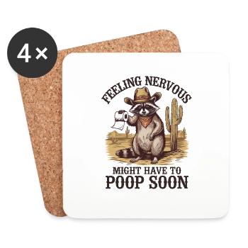 Irritable Bowel Syndrom Cowboy Raccoon Cowboy - Coasters (set of 4) - white - Front