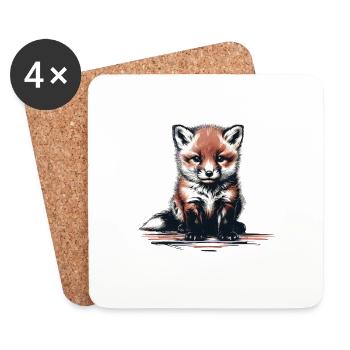 Waldtier Fuchs Füchse Kinder Kind Märchen - Untersetzer (4er-Set) - Weiß - Vorne