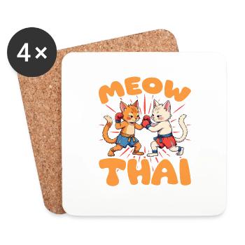 muay thai meow Design for a muay thai - Coasters (set of 4) - white - Front