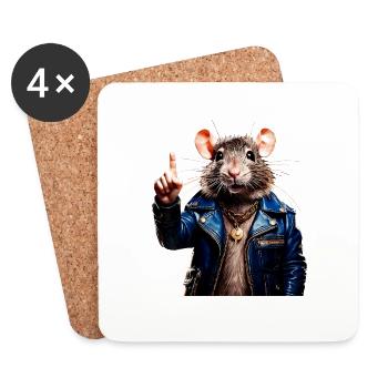 RAT raises index finger - Coasters (set of 4) - white - Front