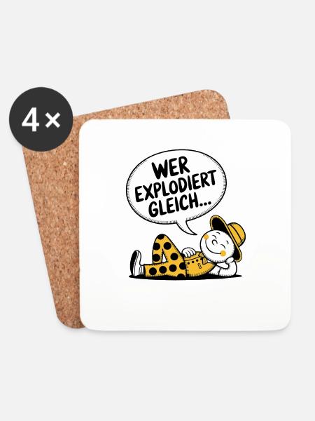 WER EXPLODIERT GLEICH - Untersetzer (4er-Set) - Weiß
