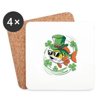 St. Patrick's Day with fish and shamrocks - Coasters (set of 4) - white - Front