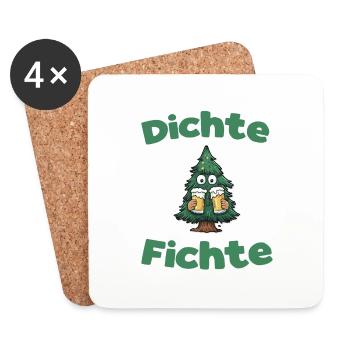 Dichte Fichte Herren Lustiges Bier Alkohol Saufen - Untersetzer (4er-Set) - Weiß - Vorne
