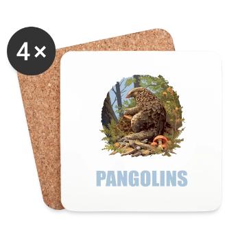 Schuppentiere Pangolin Schuppentier - Untersetzer (4er-Set) - Weiß - Vorne