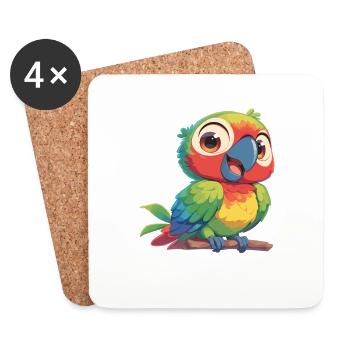 Papageie Papagei - Untersetzer (4er-Set) - Weiß - Vorne