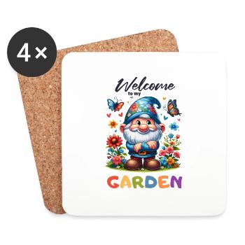 Jardin nain de jardin jardinier fleurs passe-temps d’été - Dessous de verre (lot de 4) - blanc - Devant