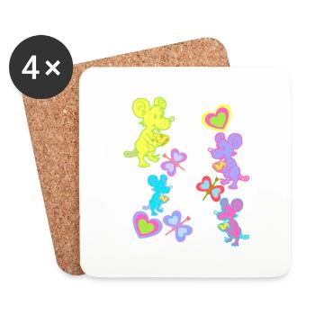 Mouse Mice Retro Vintage Old School Kids - Coasters (set of 4) - white - Front
