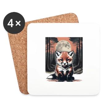 Waldtiere Fuchs Füchse Märchen Kinder Kind - Untersetzer (4er-Set) - Weiß - Vorne