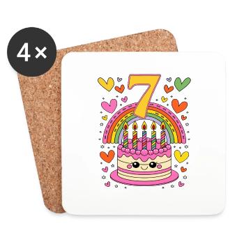 Kindergeburtstag 7.png - Untersetzer (4er-Set) - Weiß - Vorne
