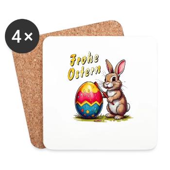 OSTERHASE Frohe Ostern Ei - Untersetzer (4er-Set) - Weiß - Vorne