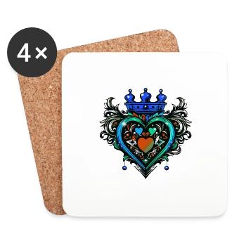 Heart Crown Love - Coasters (set of 4) - white - Front