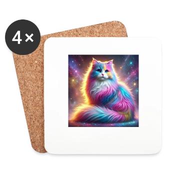 Chat magique de la galaxie dans l’univers - Dessous de verre (lot de 4) - blanc - Devant