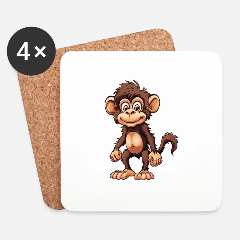 Affe Tier - Untersetzer (4er-Set) - Weiß
