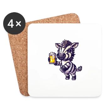 Zebra Pixel Bier - Untersetzer (4er-Set) - Weiß - Vorne