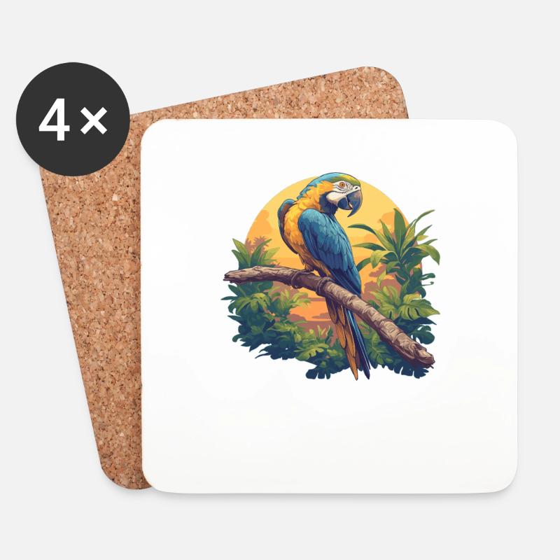 Papageie Papagei - Untersetzer (4er-Set) - Weiß