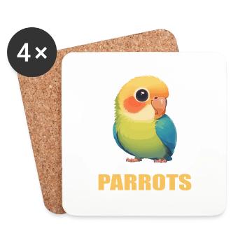 Papageie Papagei - Untersetzer (4er-Set) - Weiß - Vorne