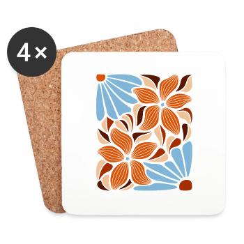 Boho Blumen Frühling Sommer Garten Natur - Untersetzer (4er-Set) - Weiß - Vorne