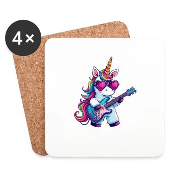 Einzigartiges Einhorn Mit Gitarre Und - Untersetzer (4er-Set) - Weiß - Vorne