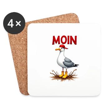 Seemann Möwe im Wattenmeer mit Moin - Untersetzer (4er-Set) - Weiß - Vorne