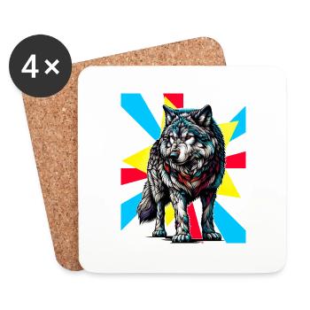 Loups Loups Tattoo - Dessous de verre (lot de 4) - blanc - Devant