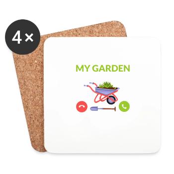 Mon jardin m’appelle et je dois aller jardiner Bota - Dessous de verre (lot de 4) - blanc - Devant