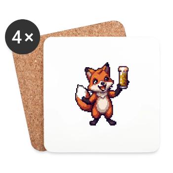 Fuchs Pixel Bier - Untersetzer (4er-Set) - Weiß - Vorne