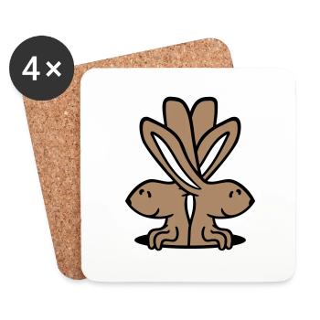 2 Hole Bunnies Bottom Two Friends Team Crew Couple Fun - Coasters (set of 4) - white - Front
