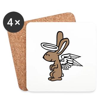Bunny Angel Holy Sky Wings Good Flying Love - Coasters (set of 4) - white - Front