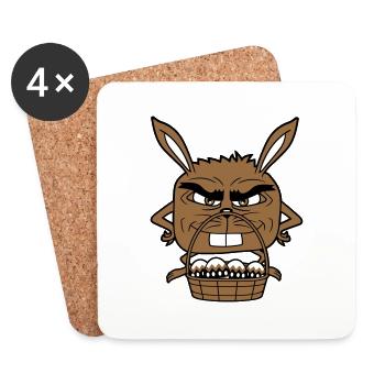 Oeufs de lapin de Pâques panier mauvais œil sourire dangereux - Dessous de verre (lot de 4) - blanc - Devant