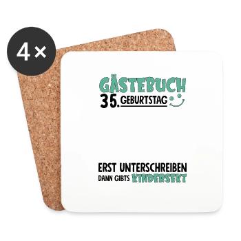 Gästebuch 35 Geburtstag Unterschreiben Kindersekt - Untersetzer (4er-Set) - Weiß - Vorne