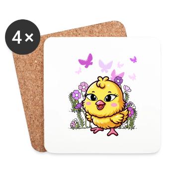 Küken Ostern Kind Kinder - Untersetzer (4er-Set) - Weiß - Vorne